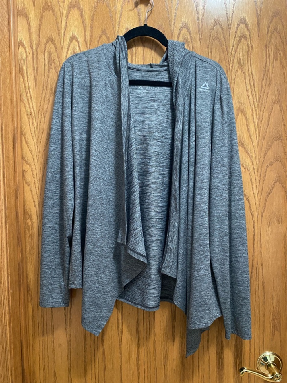Reebok Heather Gray Open-Front Hoodie Cardigan